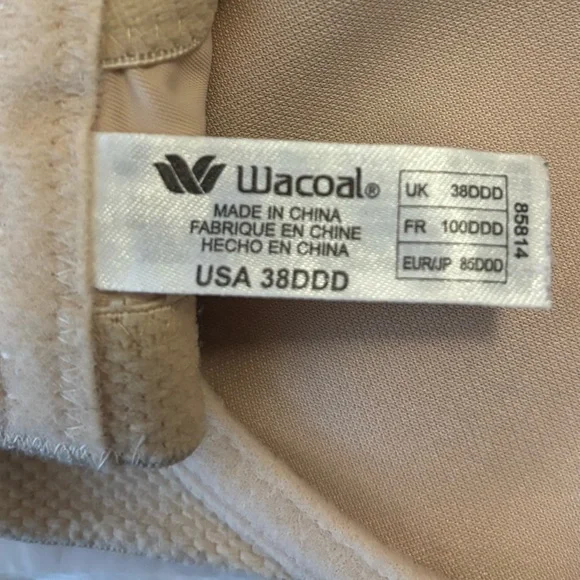 Wacoal Bodysuede Ultra Full Figure Seamless Underwire Tan Bra 85814 - Size 38DDD - Picture 5 of 5